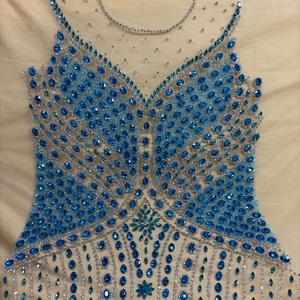 Bordado Personalizado con Pedrería Azul para Vestidos de Noche - Product Image 1