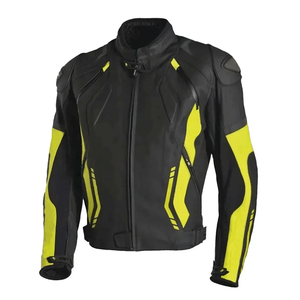 Racing Protected Black & Yellow Motorbike Jacket With CE Armors Protections Genuine Cowhide Leather Motorcycle Jacket For Men - Product Image 2