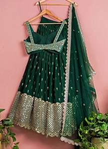 Lehenga Choli-Espejo de aluminio de alta calidad, Color verde, para trabajo de secuencia, novedad, 2022 - Product Image 6