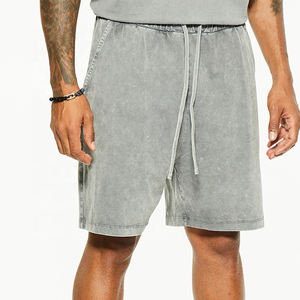 Pantalones cortos lavados con ácido transpirables con servicio OEM para hombre Pantalones cortos con cintura con cordón de peso pesado de último diseño para hombre - Product Image 5