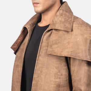 <b>Men's</b> Winter Outdoor Plus Size Long Breathable <b>Brown</b> Leather <b>Overcoat</b> for <b>Men</b> - Product Image 5