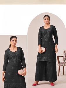 Tela: 14 kg de rayón con trabajo, trabajo superior, trabajo Plazzo, largo del top 40, largo del Plazzo 38 - Product Image 3