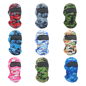 Balaclava pelindung kepala berkendara motor, penutup kepala tahan angin wajah penuh <span class=keywords><strong>Airsoft</strong></span> Paintball Tempur Taktis CS satu lubang