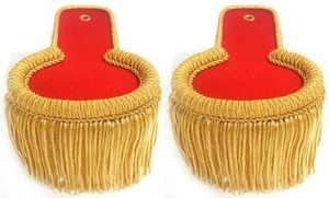 Epaulettes ไหล่สีแดงคุณภาพสูงพร้อมขอบทอง Mylar Marching Band Board อุปกรณ์เสริมเครื่องแบบยุทธวิธี - Product Image 6