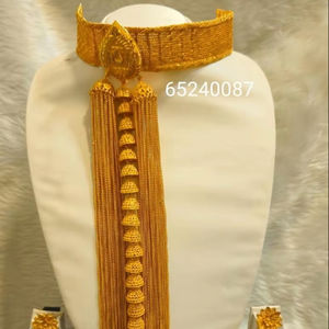 Juego de Joyería de Moda Estilo Comoras Mayotte Chapado en Oro de 24K, Incluye Elegante Collar y Brazaletes de Cobre con Diamantes, Regalo para EE. UU. - Product Image 1