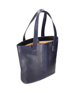 2025 bolso de hombro de gran capacidad Simple azul de cuero genuino para mujer, bolsos informales OEM personalizados de alta calidad, logotipo personalizado - Product Image 3