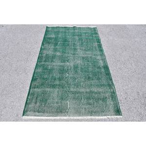 Alfombra de lana verde moderna de 3,8x6,8 pies, área grande turca, Patchwork de Tabriz para pasillo, dormitorio, Alfombra de látex para mesita de noche - Product Image 1