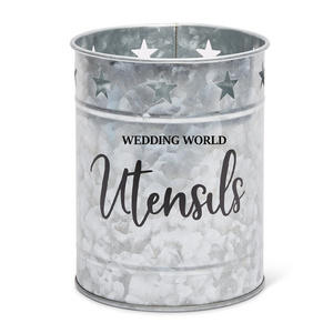 Galvanized Utensil Holder Customized Finished Designer Flatware <b>Caddy</b> Kitchen Ware Tabletop metal Utensil <b>Caddy</b> - Product Image 3