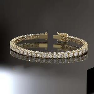 สร้อยข้อมือเพชรสีขาวทองสีเหลืองทองคลาสสิก18K สำหรับผู้หญิง - Product Image 6