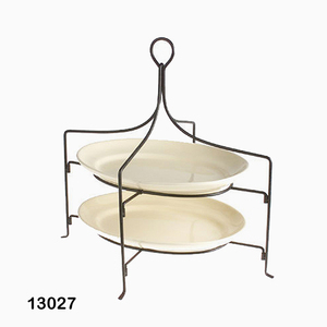 Eco-Friendly Wrought Iron Tiered <b>Plate</b> Dish <b>Stand</b> - Product Image 2