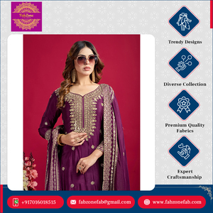 Trabajo de secuencia de bordado pesado elegante de alta calidad Nuevo Chinnon Silk Listo para usar Conjunto de Sharara Kurti completamente cosido con Dupatta - Product Image 5