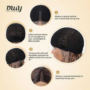 Rae-DWY T-Part Glueless Synthetic <b>Wig</b> Shoulder Length for Ombre Brown <b>Bob</b> with Transparent Lace Front Inger <b>Bob</b> W - Product Image 5