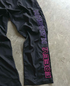 Pantalones cortavientos holgados de nailon para hombre personalizados, pantalones transpirables de gran tamaño, bordado 3D personalizado, lona antiarrugas, Jogger apilado - Product Image 4