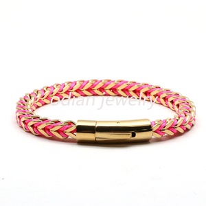 Odian Jewelry – <span class=keywords><strong>gourmette</strong></span> en acier inoxydable, plaqué <span class=keywords><strong>or</strong></span> <span class=keywords><strong>18k</strong></span>, chaîne en argent avec plusieurs couleurs de corde pour femmes et hommes, cadeau - Product Image 2