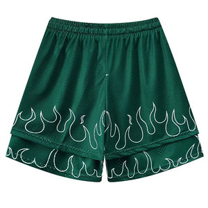 Pantalones Cortos Deportivos de Malla Transpirables de Secado Rápido, de Poliéster Estampado de Alta Calidad, Sublimación Premium, Personalizados, de Doble Capa, con Diseño de Llamas - Product Image 4