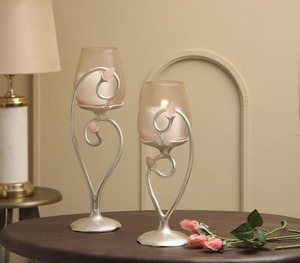 Stunning Silver Beautiful <b>Candle</b> Stand With Glass Ideal For Living Bedroom Dining Table And Centerpiece Decoration - Product Image 1