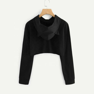 Oem Custom logo High Quality Women Long Sleeve Cropped Hoodie Custom logo Pullover Crop Top Hoodie's - Product Image 4