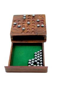 Jeu de société de solitaire en bois avec tiroir de rangement, jouet de puzzle d'entraînement cérébral pour enfants, adultes et famille, jeu d'intérieur - Product Image 3