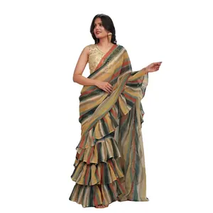 Latest Fashion Most Trending Party Wear Georgette Digital Print Multicolor Saree For Women at Wholesale Rate Supplier From India