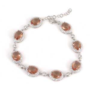 สร้อยข้อมือเทนนิสแฟชั่นเงินแท้ 925 ประดับด้วยหินซัลตาไนต์ ดีไซน์วงรี - Product Image 1