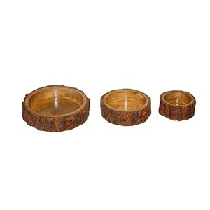 Plateau de service en bois élégant Ins Original Set d'assiettes à écorce d'arbre fabriquées à la main avec technique polie - Product Image 2