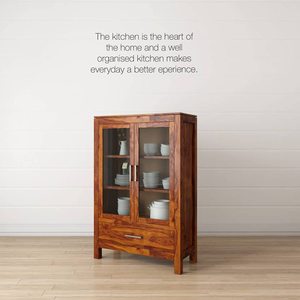 Gabinete multiusos para dormitorio, sala de estar, estudio, de madera maciza Bar | Estantería/gabinete de cocina | Acabado mate miel - Product Image 4