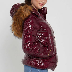 Nouveauté 2026 : Blousons d'hiver matelassés pour femmes, couleur marron brillant, tissu respirant, rembourrage en coton, fermeture éclair, style à capuche - Product Image 3