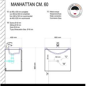 Ensemble de meubles de salle de bain suspendus au mur en bois moderne deux pièces KORICINI Miami Forest White 60 cm - Product Image 6