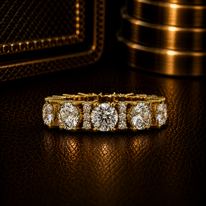 Anillo de Eternidad Completo de Oro Puro de 14K Personalizado, Diamante Cultivado en Laboratorio de Corte Redondo, Brillante, Anillo de Aniversario para Novia, Diseño de Moda Femenina - Product Image 1