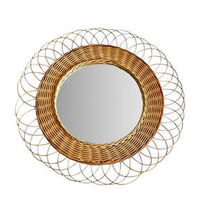 Interior hogar sala de estar diseño clásico ratán decorativo pared espejo Color Natural para interior Hogar y Hotel ratán espejo - Product Image 1
