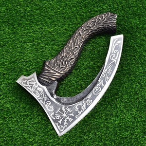 Hache à pizza en acier à haute teneur en carbone forgé à la main, de haute qualité, très vendue, trancheuse à pizza, coupe-pizza viking avec étui en cuir - Product Image 4