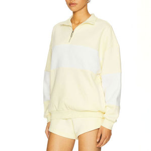 Top personalizado de alta calidad para primavera y otoño, ropa de salón con cremallera, jersey de manga larga de lana en blanco, sudadera con cremallera de un cuarto para niña - Product Image 2