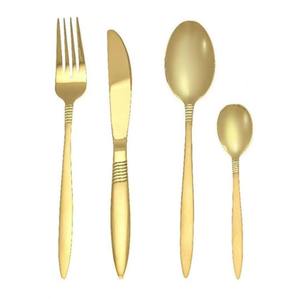 Stainless Steel Flatware Perfect For Kitchenware Tabletop Cafe Home <b>Gold</b> Color Plated Finished <b>Cutlery</b> Handle <b>Set</b> Of 4 Products - Product Image 2
