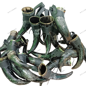 Cuerno para beber de búfalo Vikingo, cuerno para beber con acabado Natural de 500ml con llantas de latón y soporte de cuero, cuerno seguro para alimentos, precio a granel - Product Image 6