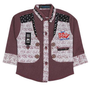 Boys Full Sleeves Casual <b>Shirt</b> - Maroon - Product Image 1