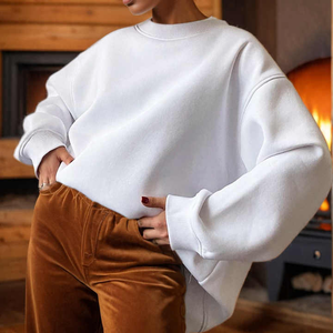 Pull à capuche décontracté en coton tricoté de haute qualité pour femme, avec logo personnalisé, couleur unie, col rond, coupe régulière, idéal pour l'été - Product Image 6