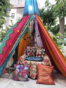 Boho Chic Saree <b>Tent</b> Canopy Gypsy Hippie Bed Backdrop for Weddings Meditation <b>Room</b> Floor Seating Area Outdoor Glamping Canopy - Product Image 3
