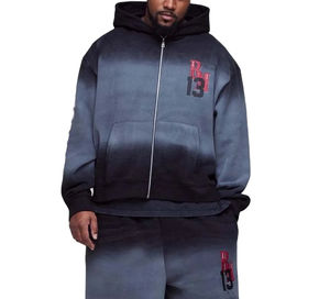 Custom Manufacturer Winter Sun Faded Distressed Embroidery Street-wear Acid Wash 400 Gsm <b>Men</b> Heavyweight <b>Thermal</b> Fleece Hoodie - Product Image 4