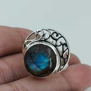 Handmade 925 Sterling Silver Women's <b>Ring</b> Labradorite Gemstone Inlay <b>Statement</b> Jewelry for Birthday Anniversary Licensed Private - Product Image 6