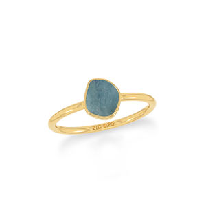 Bague empilable en plaqué or 18 carats avec sertissage clos et pierre précieuse aigue-marine pour femme, lot de 12 pour soirée - Product Image 1