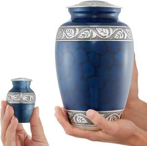 ชุดโถเพลิงศพแบบแกะสลัก 5 ชิ้นสําหรับเถ้ามนุษย์ - ผู้ใหญ่ 1 คน + ของที่ระลึก 4 ชิ้น ขนาดโทเค็น สีฟ้า - Product Image 2