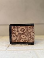 Dompet kulit bertatah tangan desainer grosir Dompet ritsleting panjang pria diskon besar-besaran tempat uang warna coklat mode hadiah untuk pria