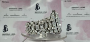 Luxury Round Moissanite Iced Watch Stainless Steel Full Diamond Dial Sapphire Glass Waterproof Elegant Dress T*mep*ece - Product Image 3