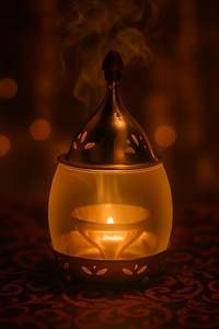 Latón de la mejor calidad Akhand Medium Jyoti Diya con elegante pantalla de vidrio para habitaciones Pooja decoraciones festivas originales - Product Image 5