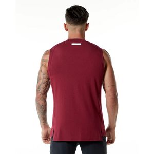 Coupe fuselée sans manches, rehausseur Physique, emmanchures, torse allongé, 100% coton, rouge rubis, hommes, col montant, haut sans manches Premium - Product Image 2