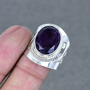 À la mode Vintage argent plaqué 925 bague en argent à la mode naturel améthyste laiton pierres précieuses bijoux pour la fête de mariage - Product Image 3