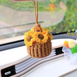 Wholesale Handmade Crocheted Wool Cute <b>Mini</b> Flower Basket for Car Decoration & Office <b>Desk</b> Decor All Ages - Product Image 6