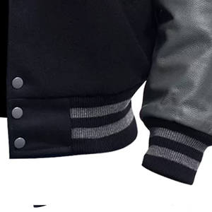 แจ็คเก็ตเบสบอลวิทยาลัยสำหรับผู้ชายรุ่นใหม่ปี 2026 แบบสั่งทำพิเศษ ตัวเสื้อทำจากผ้าขนสัตว์ แขนเสื้อทำจากหนัง ปักลายปะติด - Product Image 2