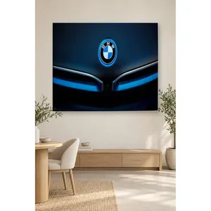 Fida Blue Lit BMW Emblem Close-Up <b>Canvas</b> Print - Product Image 3