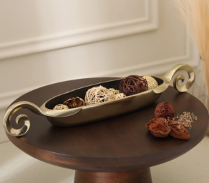 Bandeja de servicio rectangular de metal dorado de lujo con asa reutilizable Vintage/rústico/diseño moderno para platos de boda o restaurante - Product Image 1